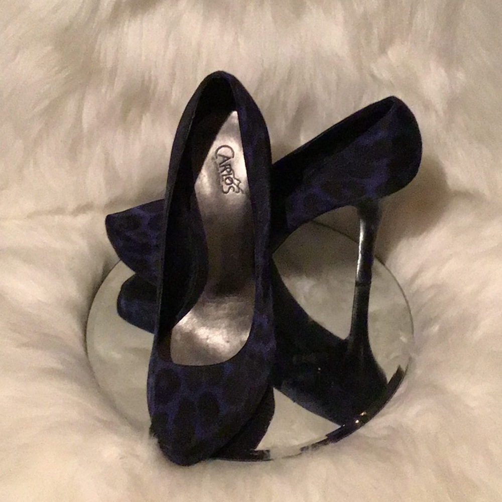 ✨CARLOS SANTANA BLUE ANIMAL PRINT PLATFORM HEELS✨ - Picture 2 of 7